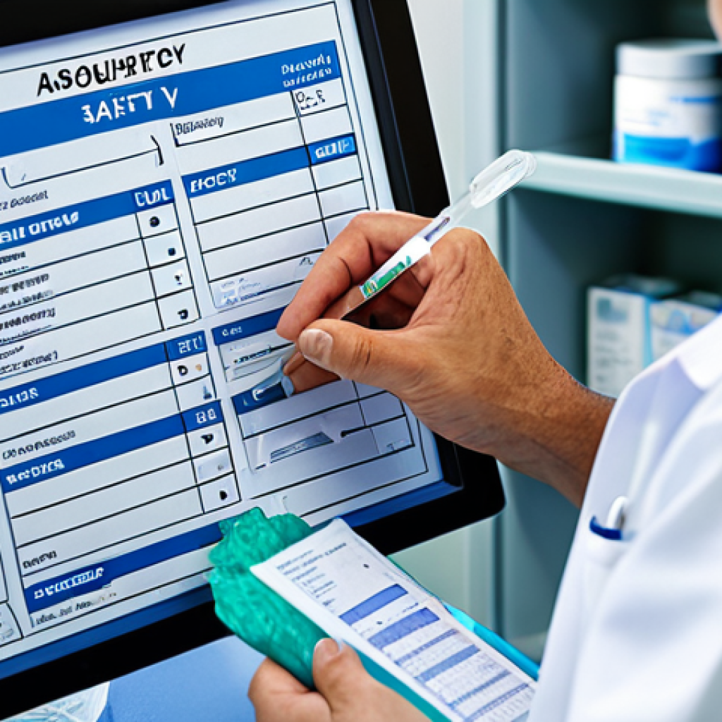 Medication Safety in a Healthcare Setting**

A healthcare professional in a clean, modern hospital setting, carefully administering medication to a patient. Double-checking the medication label and patient chart. Focus on accuracy and attention to detail. Fully clothed in professional attire, safe for work, appropriate content, perfect anatomy, natural proportions, professional, modest, family-friendly.

**
