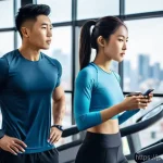 건강관리사와 관련된 기술 트렌드 - **Prompt:** "A dynamic and active young adult (male or female, East Asian appearance) in a modern, m...