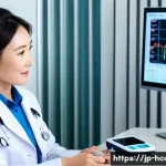 건강관리사 취업 후 첫 달 업무 준비 - A professional Japanese health management specialist in a modern clinical setting, wearing neat busi...